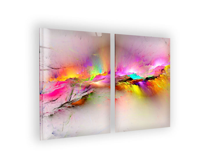 Colorful Pink Cloud Abstract Glass Wall Art, glass photo prints, glass picture prints