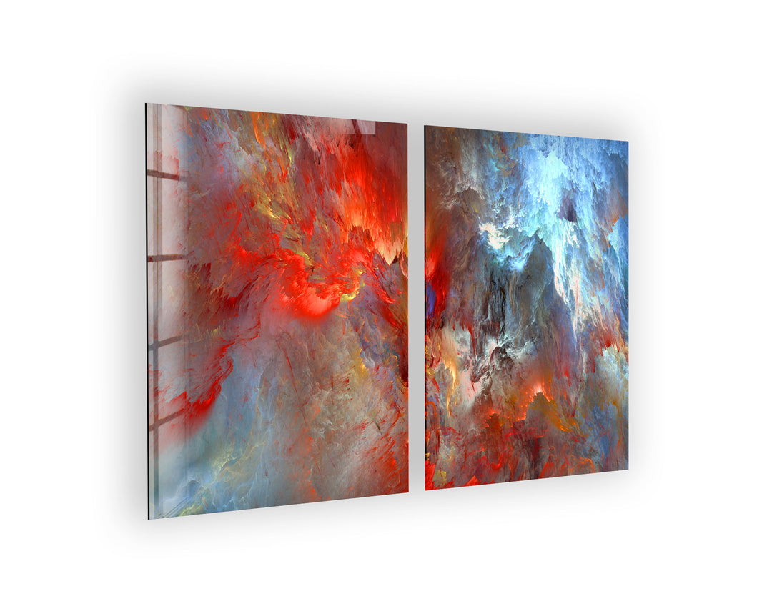 Vivid Red Clouds Abstract Glass Wall Art, large glass photo prints, glass wall photos