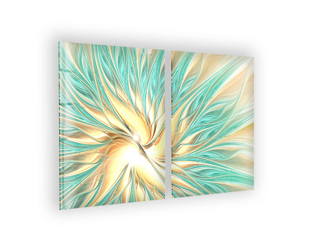 Green & Yellow Fractal Abstract Glass Wall Art, Glass Printing Wall Art, Print photos on glass