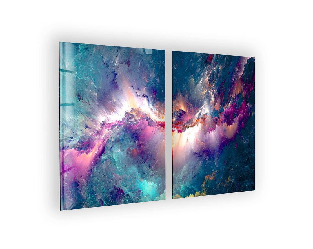 Colorful Clouds Blue, Purple Abstract Glass Wall Art, large glass photo prints, glass wall photos