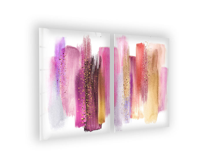 Pink, Gold Brush Strokes Glass Wall Art, art glass wall art, glass wall art pictures