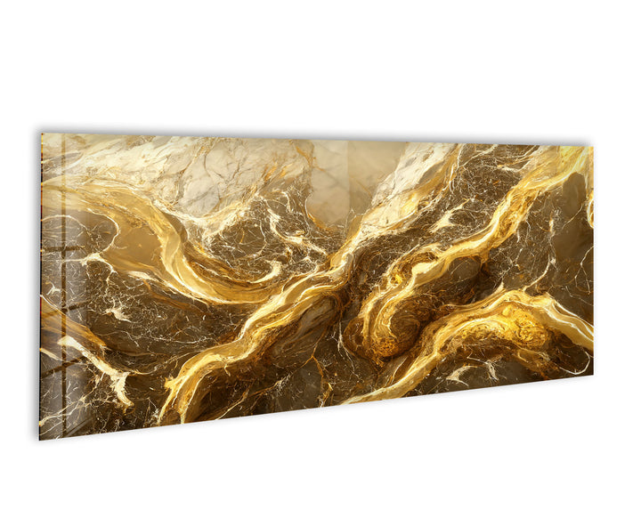 Gold and White Marble Abstract Glass Wall Art, photo print on glass, prints on glass wall art