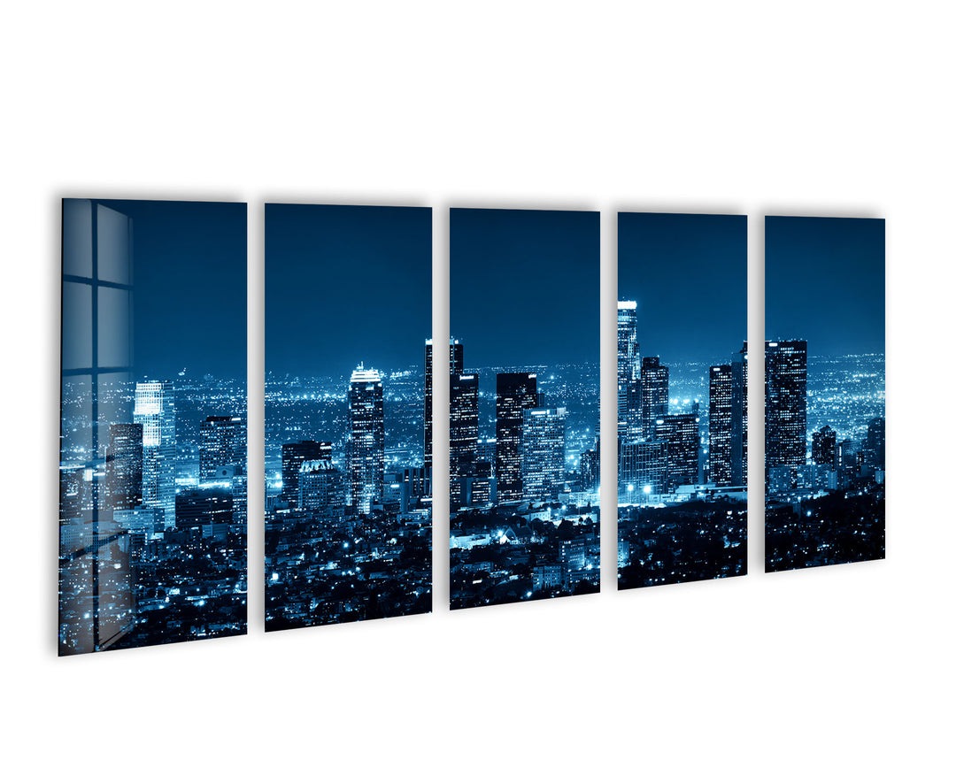 Los Angeles Night Cityscape Glass Wall Art, art glass wall art, glass wall art pictures