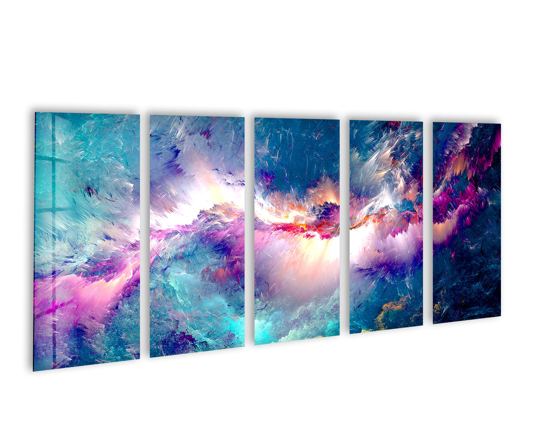 Vivid Blue, Purple Fractal Clouds Abstract Glass Wall Art, art glass wall art, glass wall art pictures