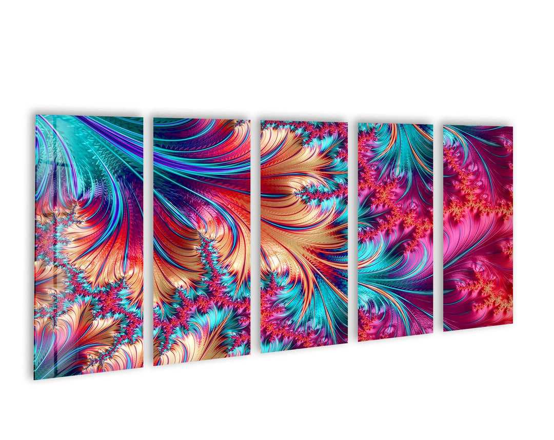 Vivid Purple, Blue Fractal Abstract Glass Wall Art, glass art painting, glass art for the Wall