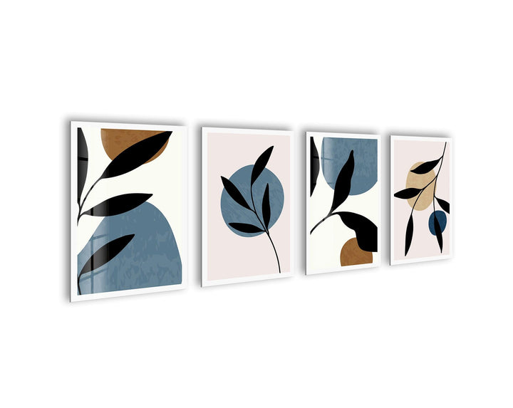 Minimalist Botanical Leaves Glass Wall Art, glass art painting, glass art for the Wall