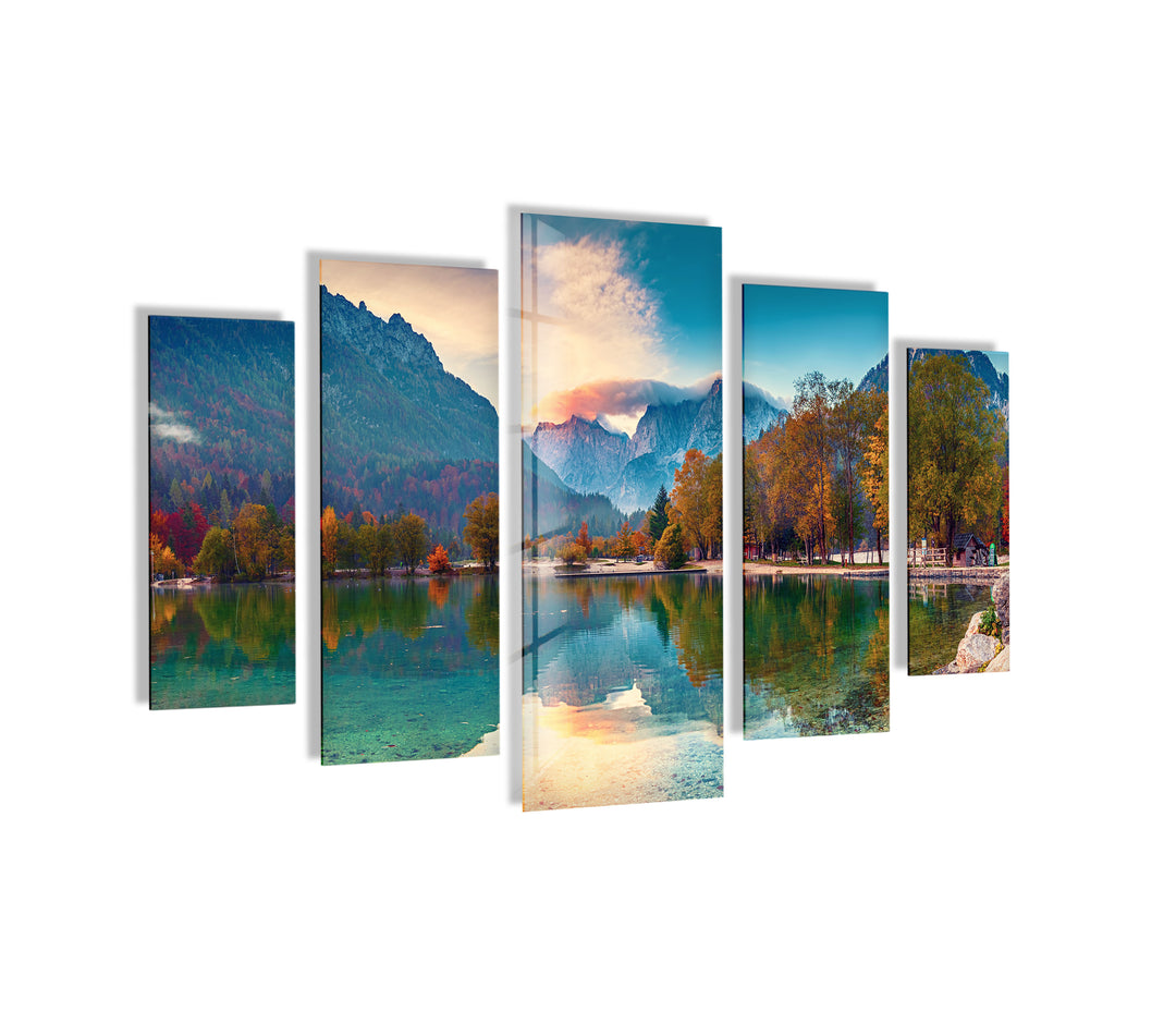 Mountains & Lake Jasna Glass Wall Art,   print picture on glass, Tempered Glass Wall Art