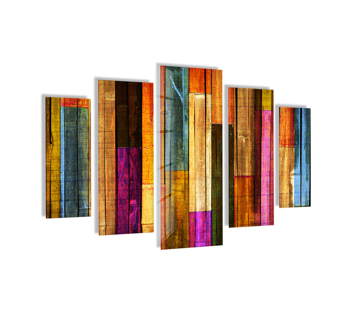 Colorful Wooden Pattern Glass Wall Art, custom glass photo prints, large glass prints