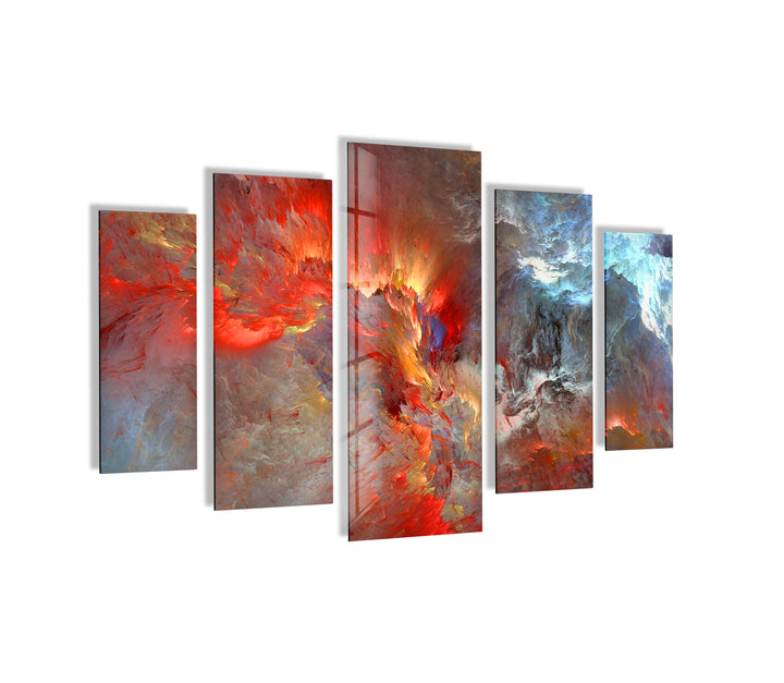 Red Cosmic Clouds Abstract Glass Wall Art, glass photo prints, glass picture prints