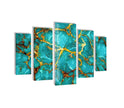 Set of 5 Blue Abstract Tempered Glass Wall Art