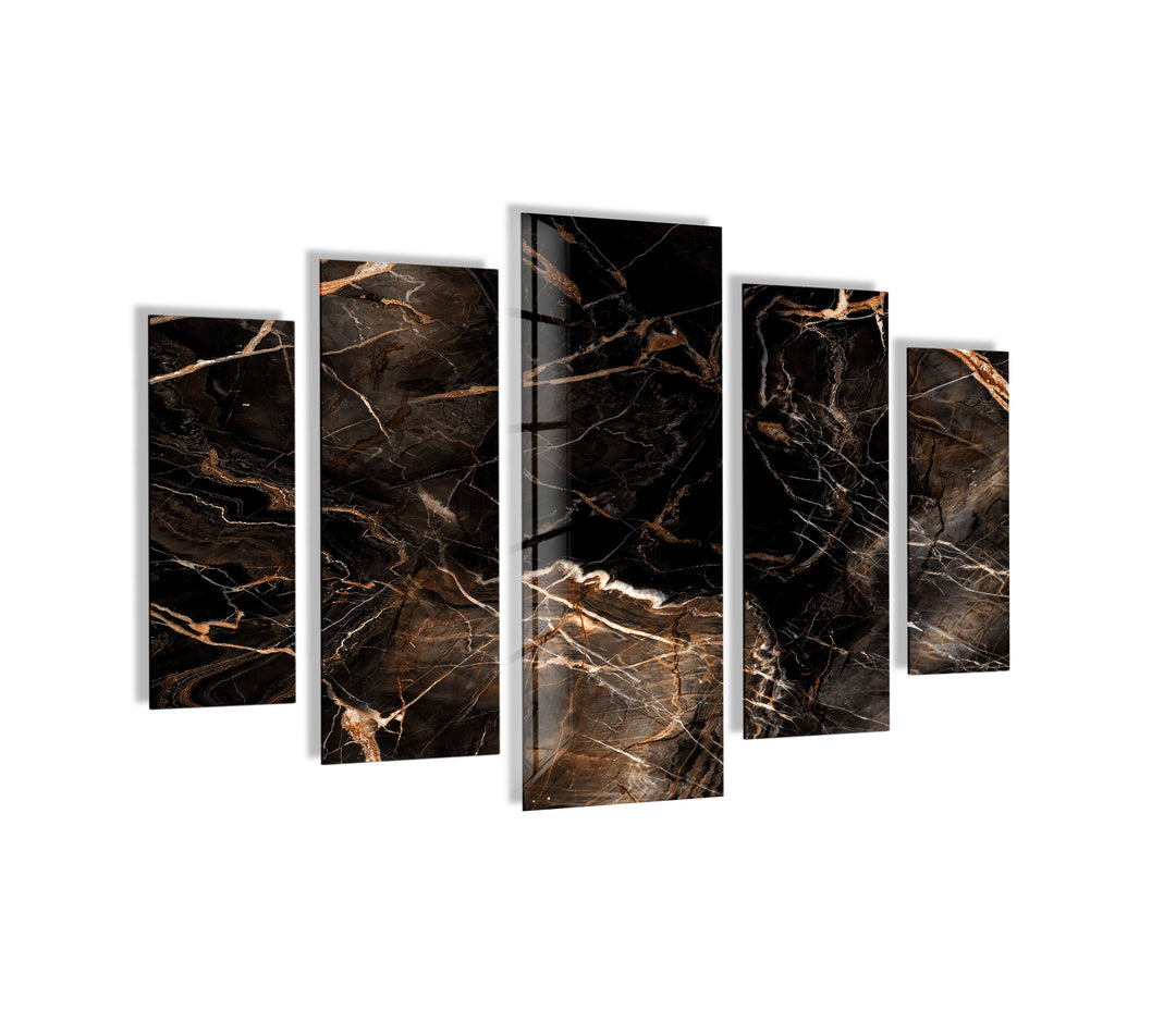 Dark Marble With Brown Veins Glass Wall Art, glass pictures for Wall, glass prints wall art