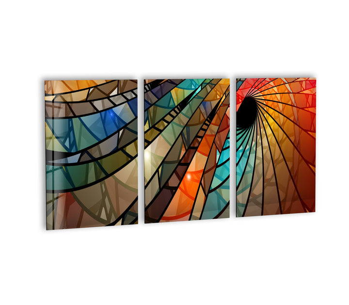 Colorful Stained Spiral Geometric Glass Wall Art, print picture on glass, Tempered Glass Wall Art