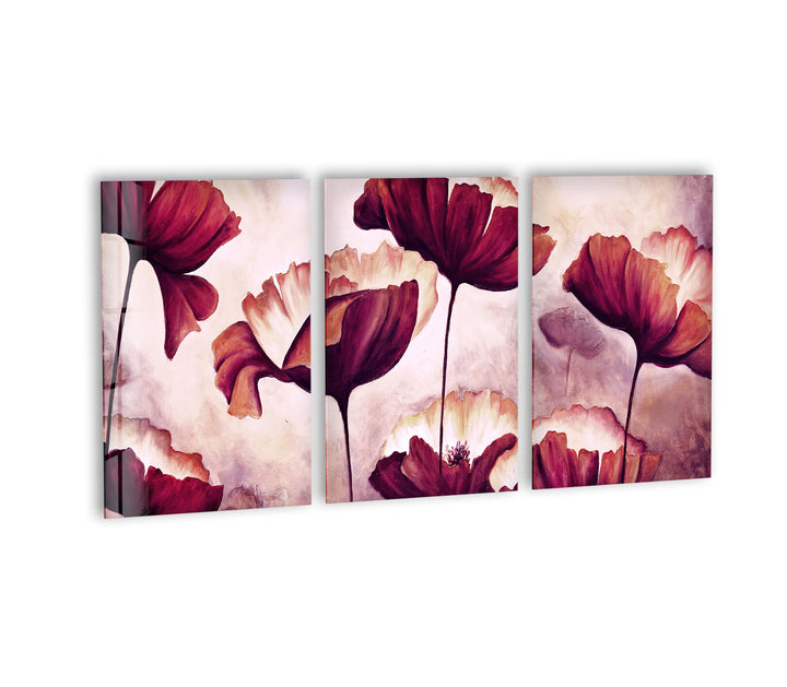 Poppy Flowers Oil Painting Glass Wall Art, glass photo prints, glass picture prints