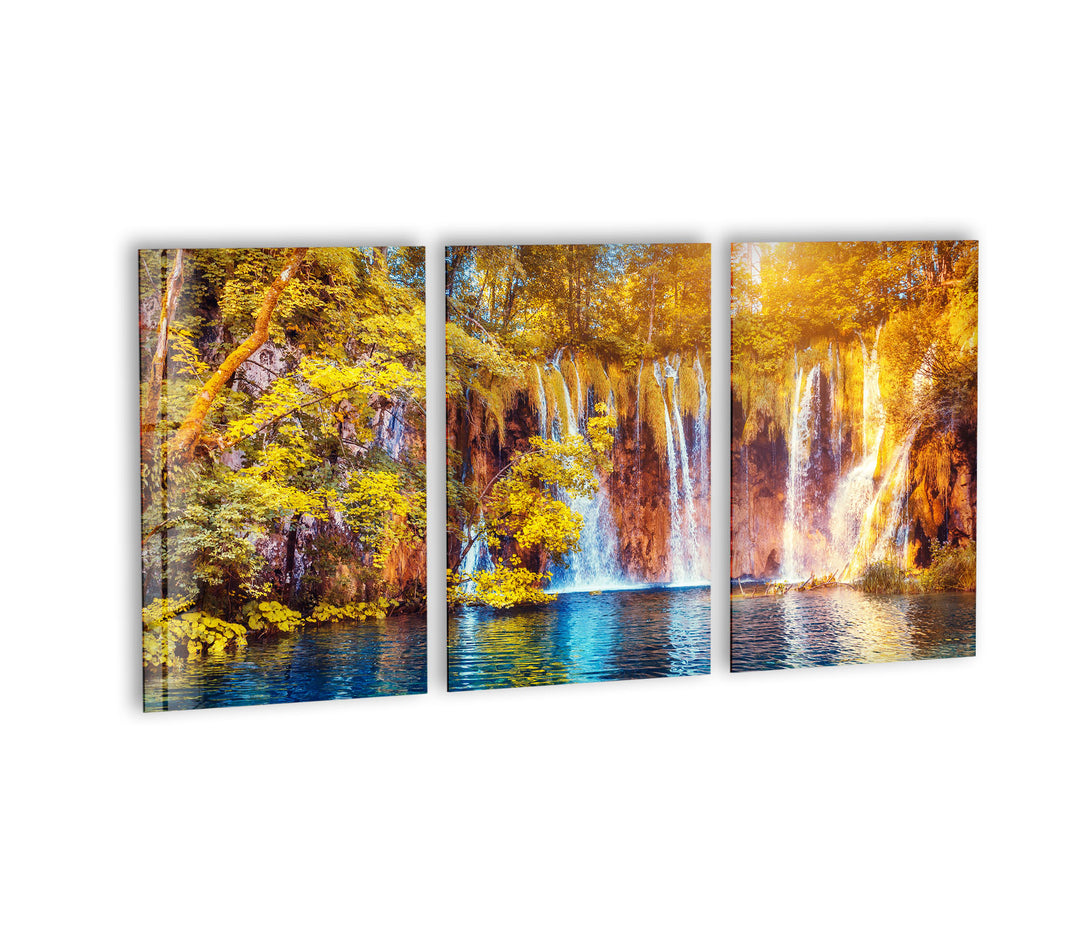 Waterfall & Lake Landscape Glass Wall Art, glass photo prints, glass picture prints