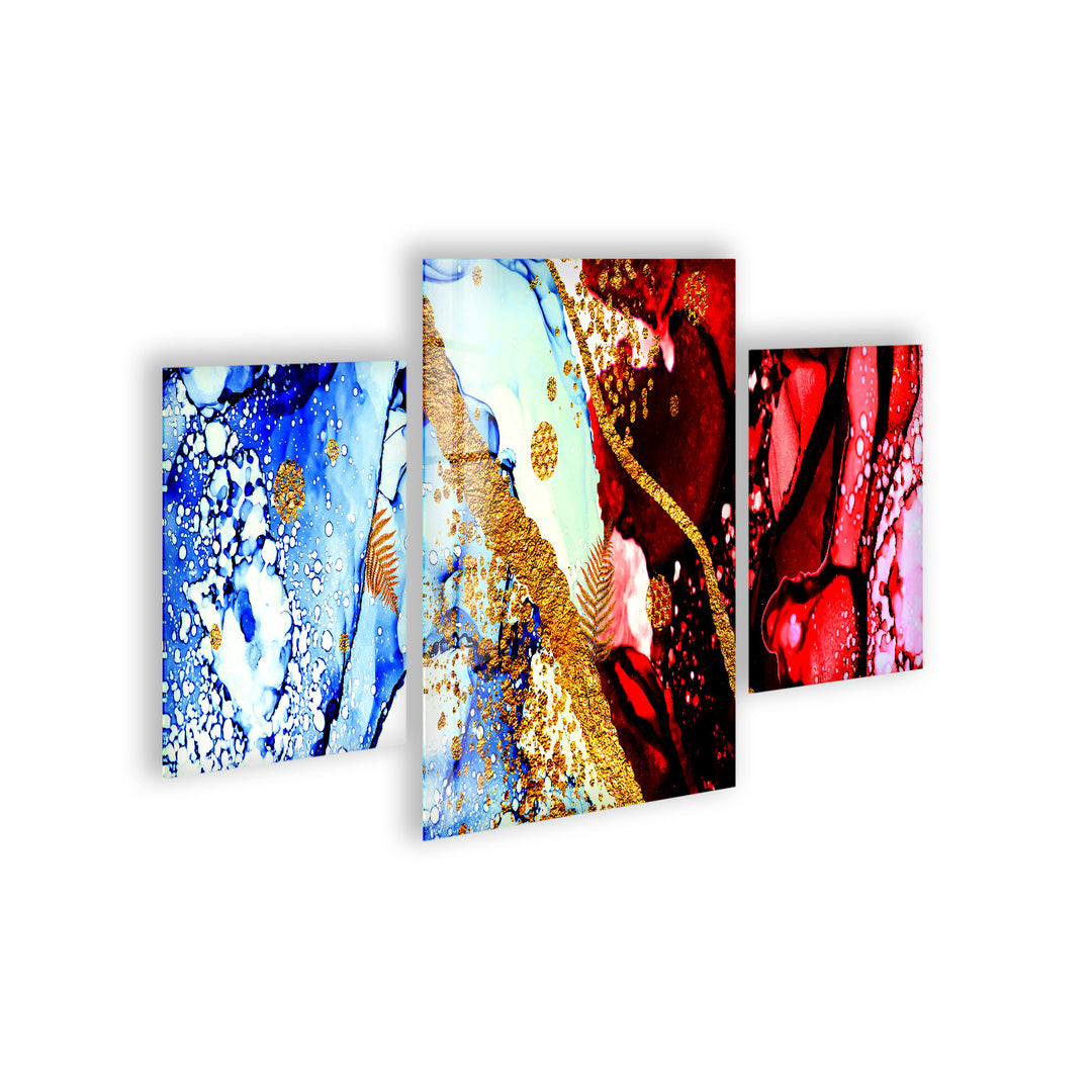 Red, Blue Alcohol Ink Abstract Glass Wall Art, glass photo prints, glass picture prints