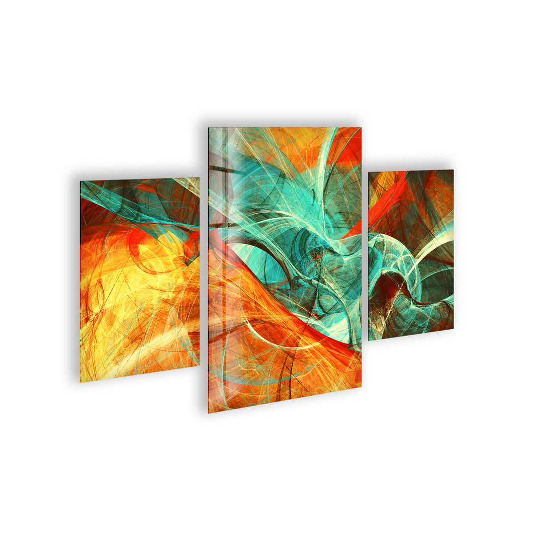 Orange & Green Abstract Glass Wall Art, glass image printing, glass prints from photos