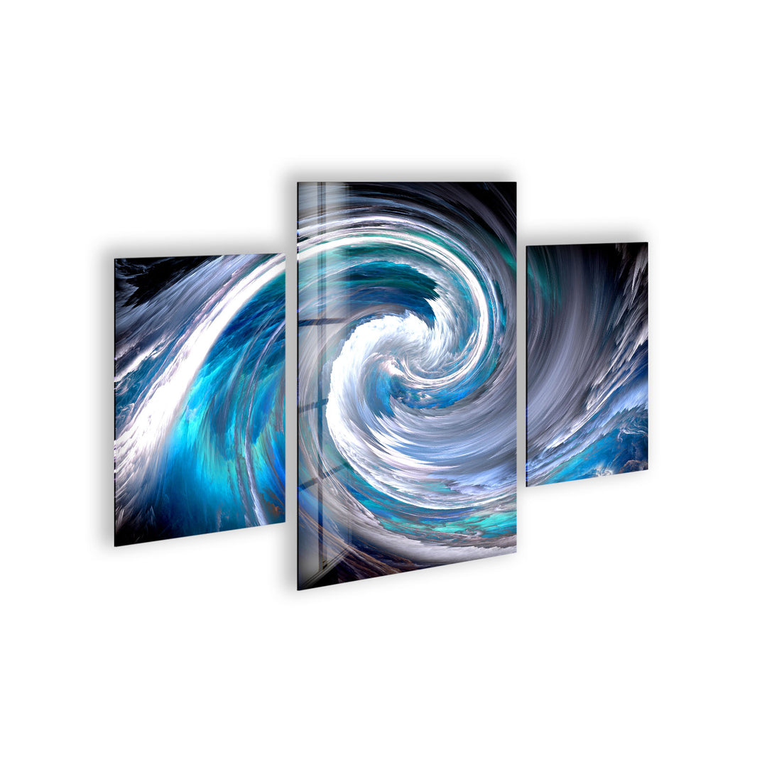 Blue White Spiral, Fractal Cloud Glass Wall Art, glass image printing, glass prints from photos