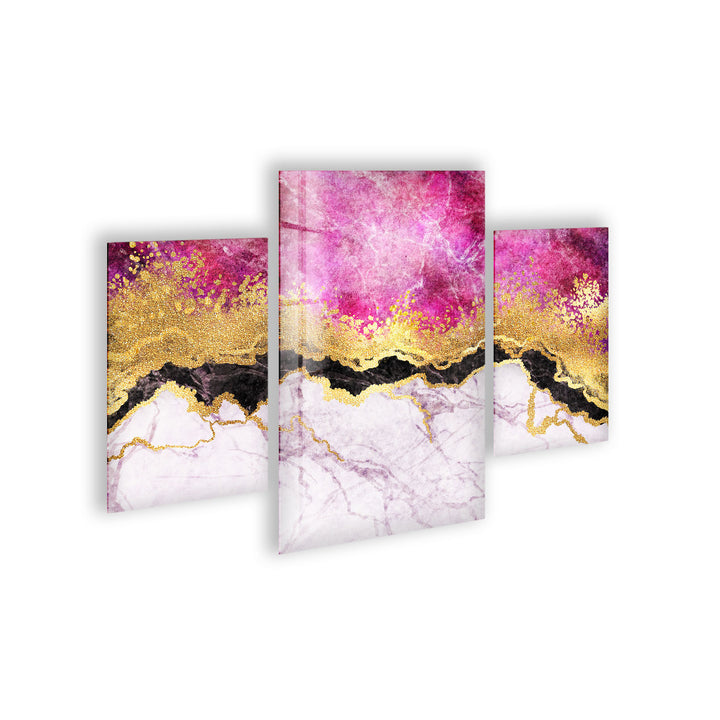 Pink & Gold Marbled Abstract Glass Wall Art, custom glass pictures, glass art prints