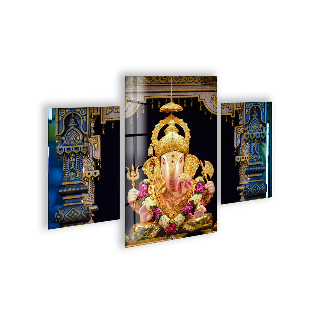 Hindu God Ganesha Statue Glass Wall Art, glass image printing, glass prints from photos