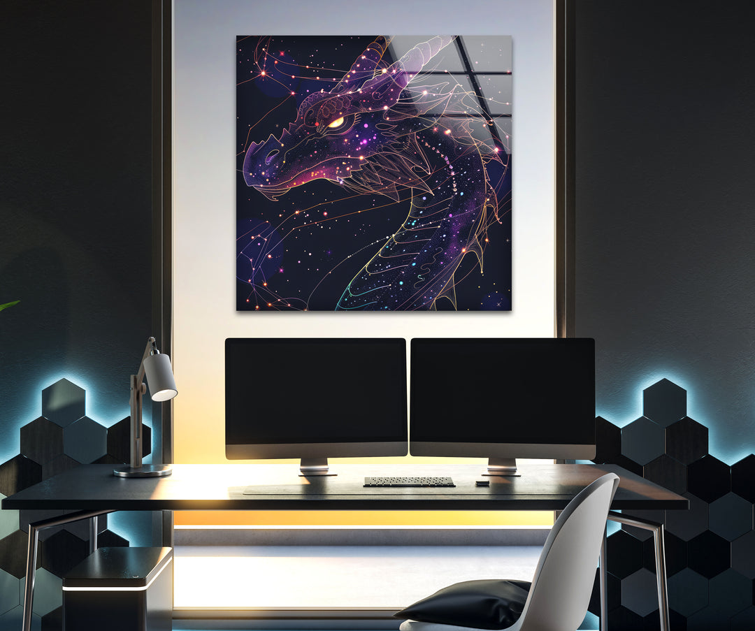 Constellation Dragon Glass Wall Art