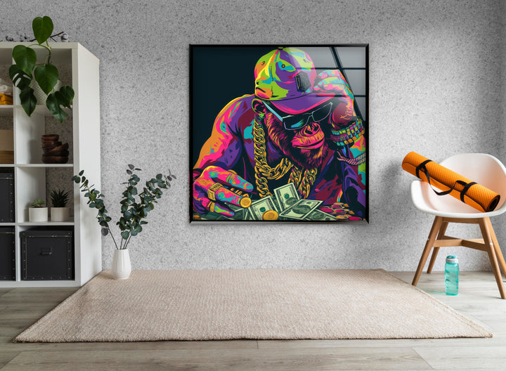 Cool Monkey Pop Art Tempered Glass Wall Art - MyPhotoStation