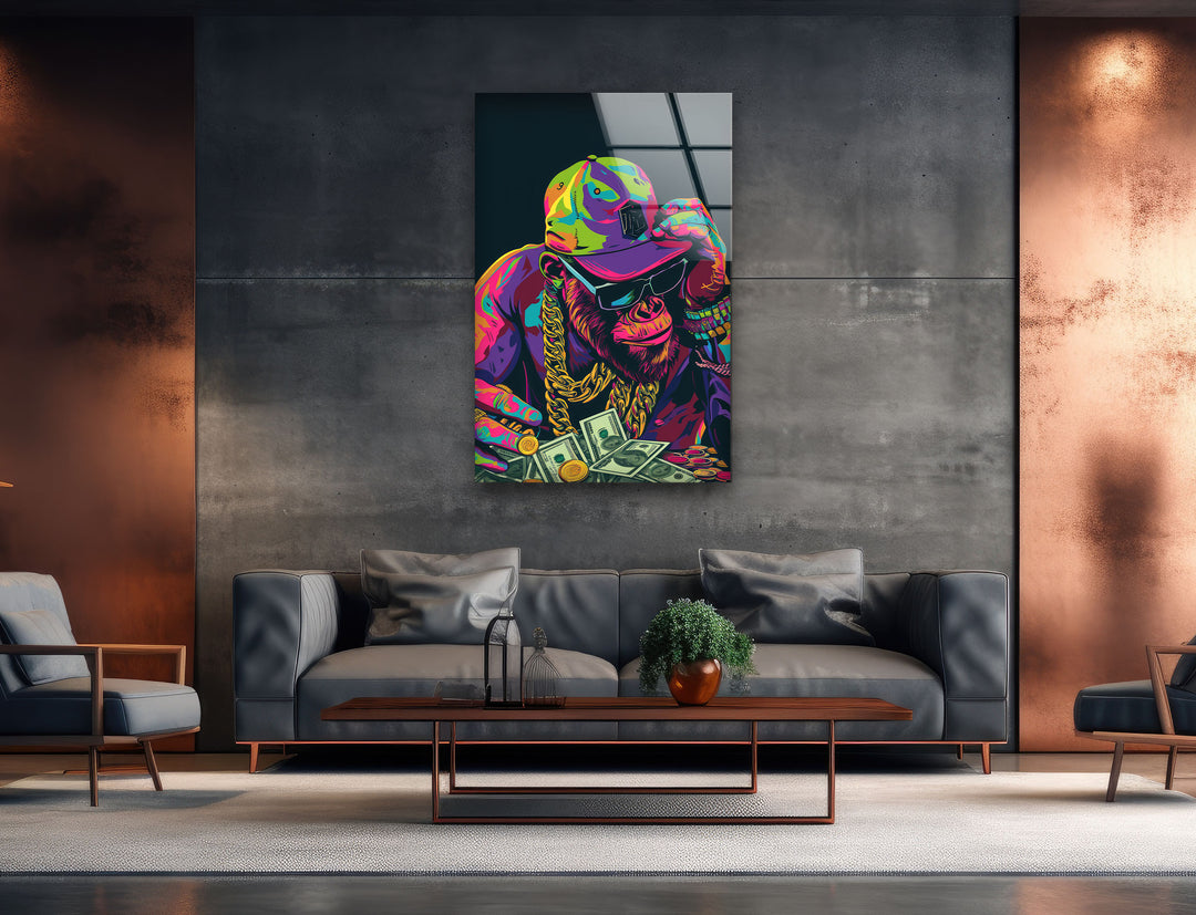 Cool Monkey Pop Art Tempered Glass Wall Art - MyPhotoStation