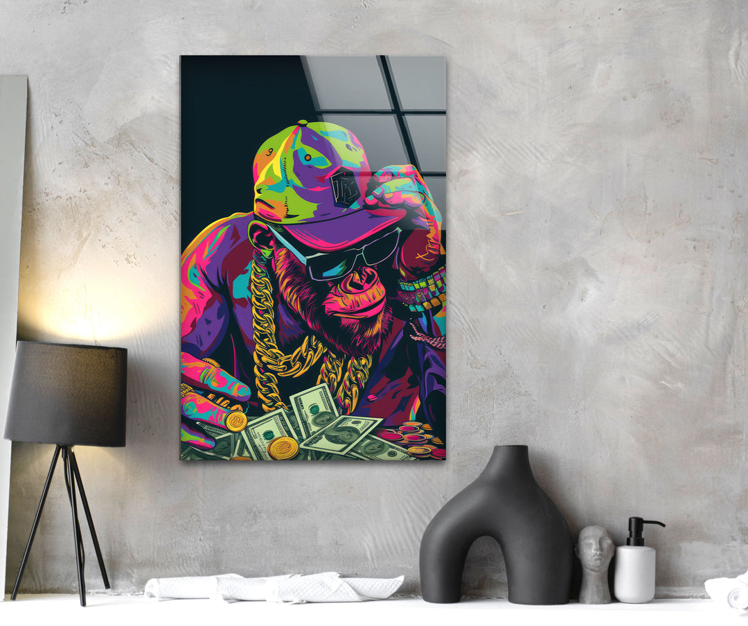 Cool Monkey Pop Art Tempered Glass Wall Art - MyPhotoStation