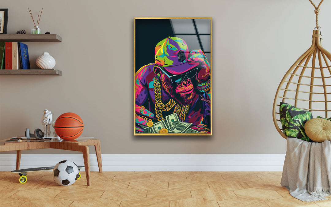 Cool Monkey Pop Art Tempered Glass Wall Art - MyPhotoStation