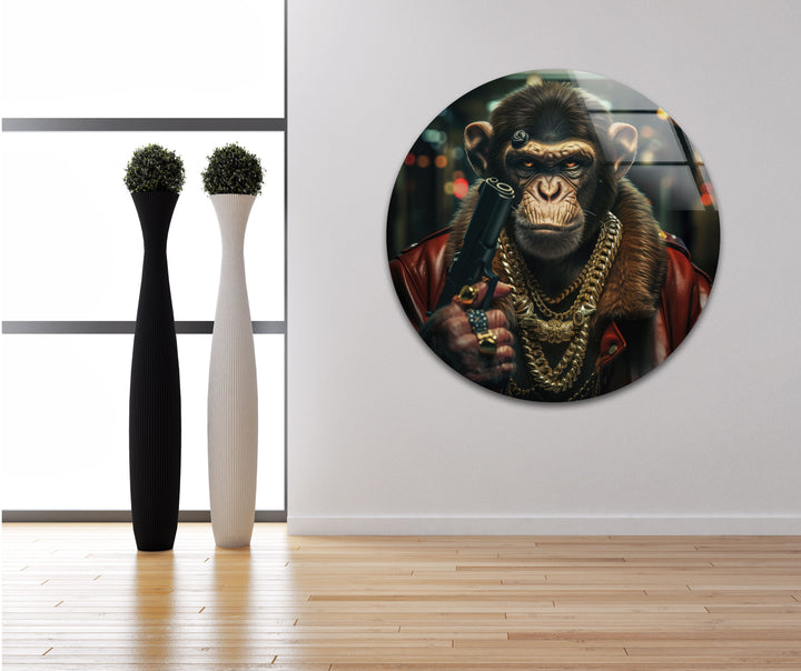 Gangsta Monkey Glass Wall Art