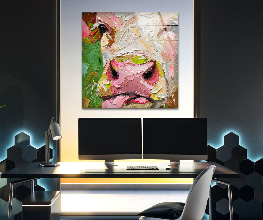 Cow Painting Glass Wall Art glass photo prints, glass picture prints