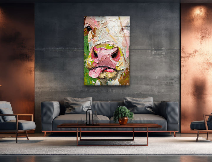 Cow Painting Glass Wall Art glass pictures for Wall, glass prints wall art