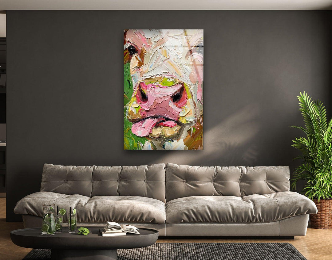 Cow Painting Glass Wall Art large glass photo prints, glass wall photos