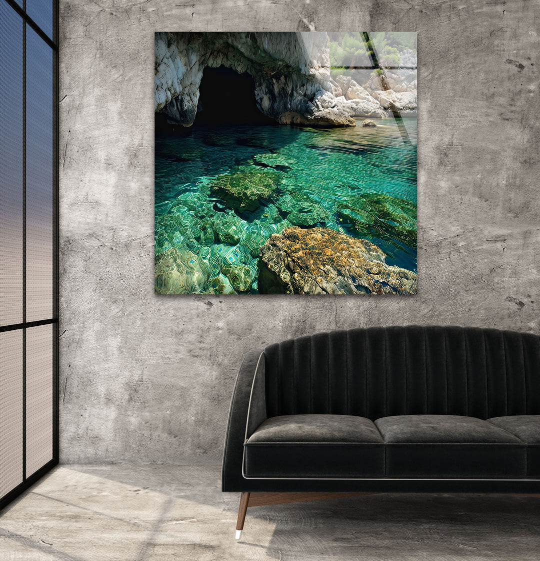 Cave Entrance Glass Wall Art custom glass photo prints, large glass prints
