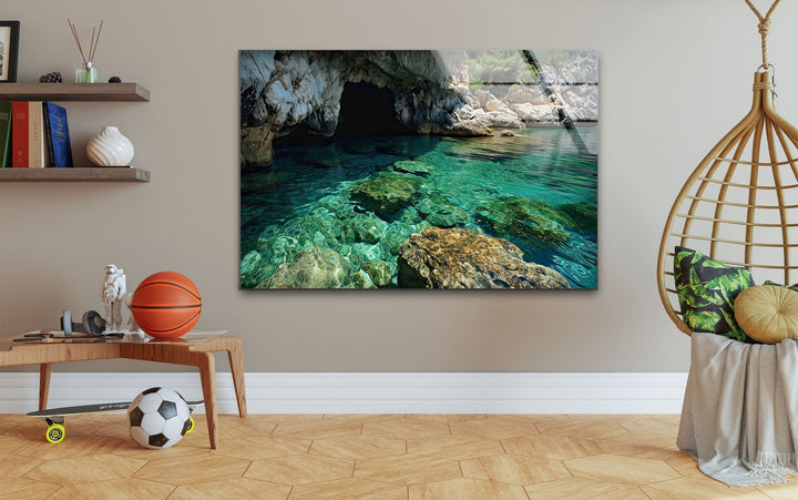 Cave Entrance Glass Wall Art custom glass pictures, glass art prints
