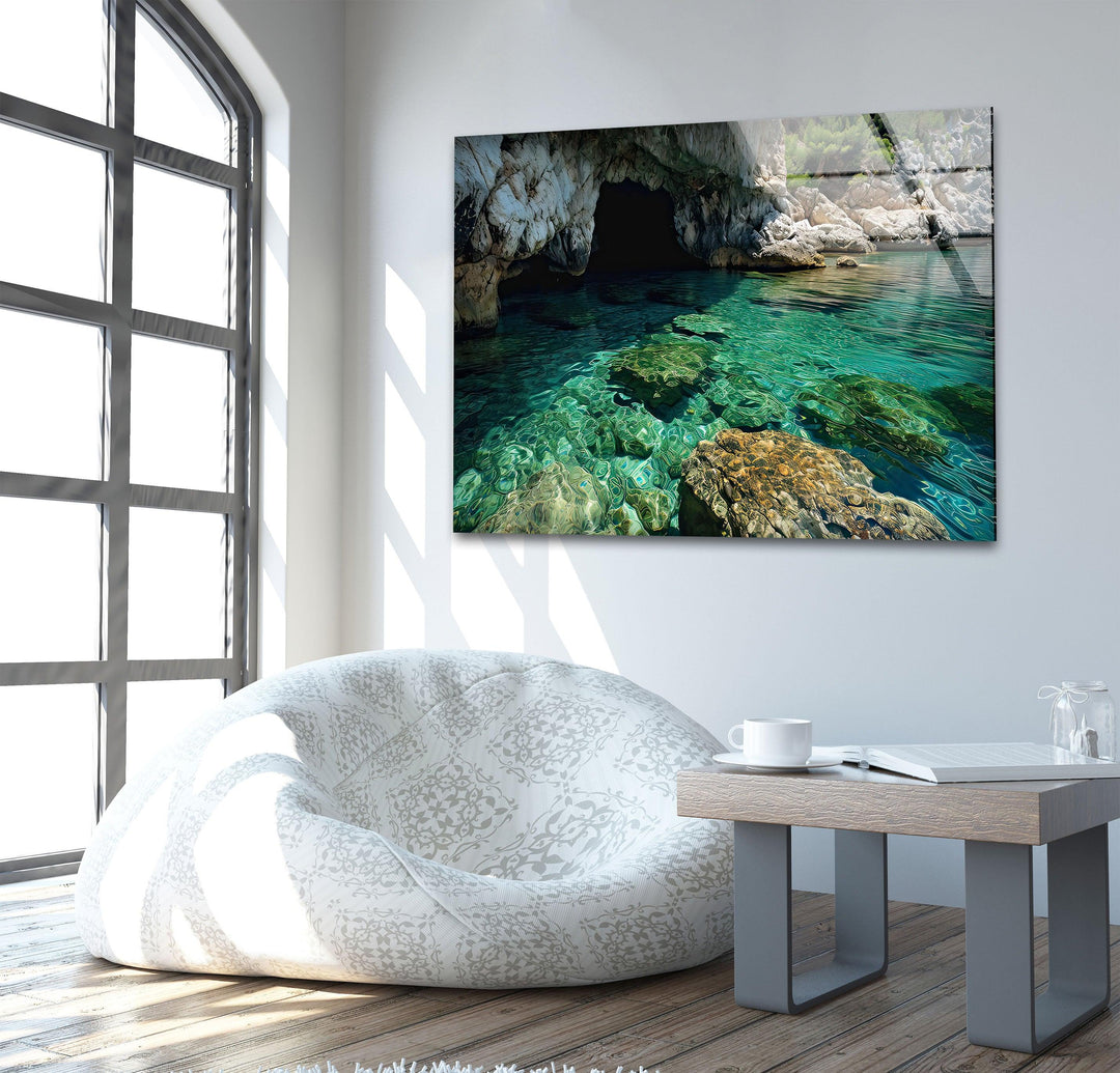 Cave Entrance Glass Wall Art photo print on glass, prints on glass wall art
