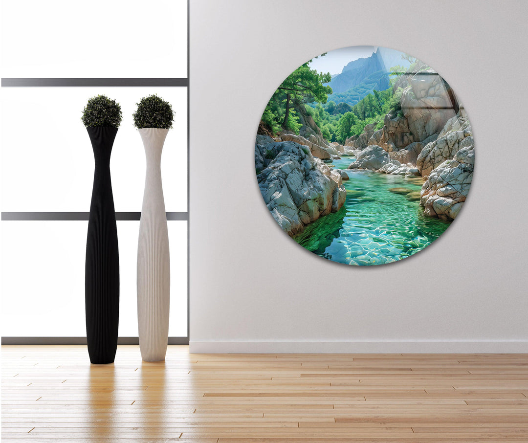 Vivid River Landscape Glass Wall Art glass pictures for Wall, glass prints wall art
