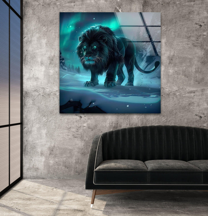 Crystal Black Lion Glass Wall Art glass wall decor, glass wall art decor
