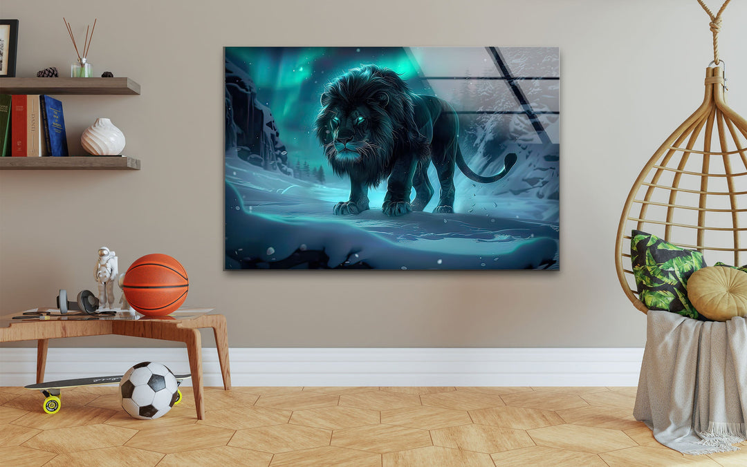 Crystal Black Lion Glass Wall Art glass image printing, glass prints from photos
