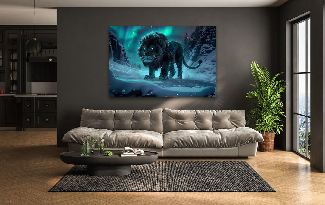 Crystal Black Lion Glass Wall Art glass pictures for Wall, glass prints wall art
