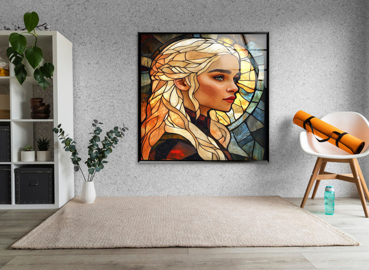 Daenerys Targaryen Stained Glass Wall Art custom glass pictures, glass art prints
