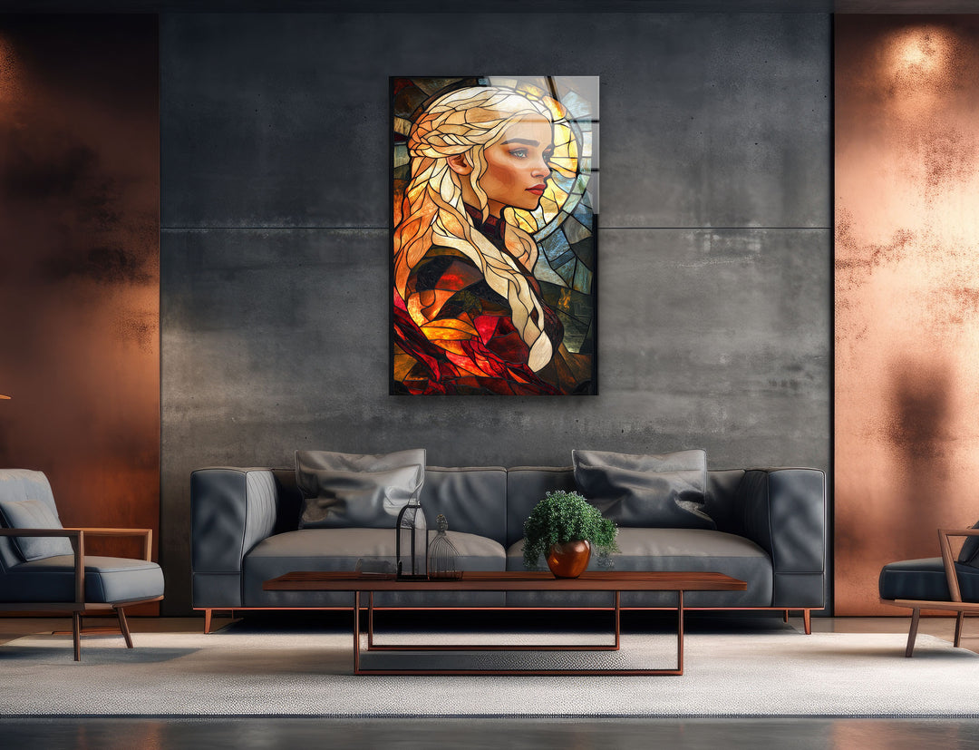 Daenerys Targaryen Stained Glass Wall Art custom glass photo prints, large glass prints
