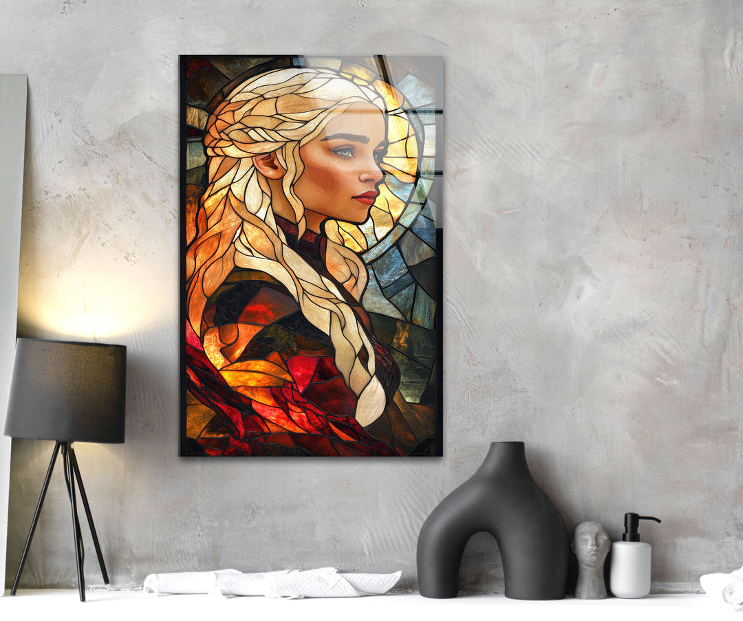 Daenerys Targaryen Stained Glass Wall Art picture on glass wall art, photos printed on glass
