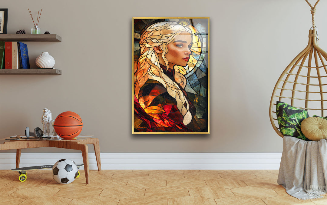 Daenerys Targaryen Stained Glass Wall Art print on glass, glass printed photos
