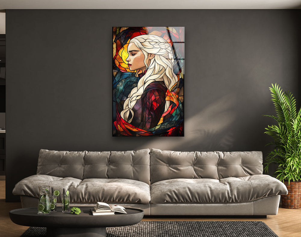 Stained Daenerys Targaryen Art Glass Wall Art glass wall decor, glass wall art decor
