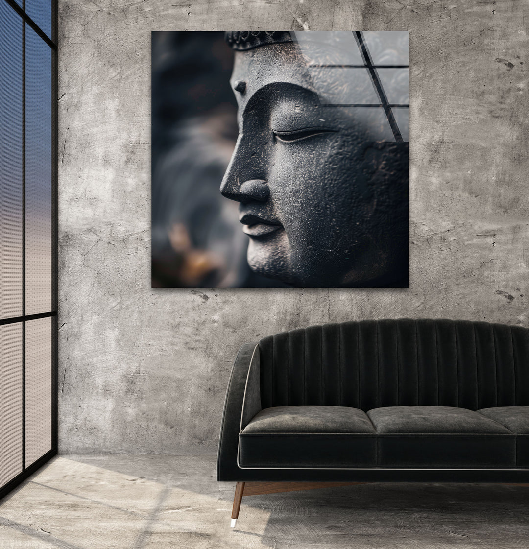 Buddha Statue Glass Wall Artwork | Custom Glass Photos