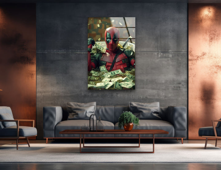 Marvel Deadpool Dollars Glass Wall Art glass wall decor, glass wall art decor
