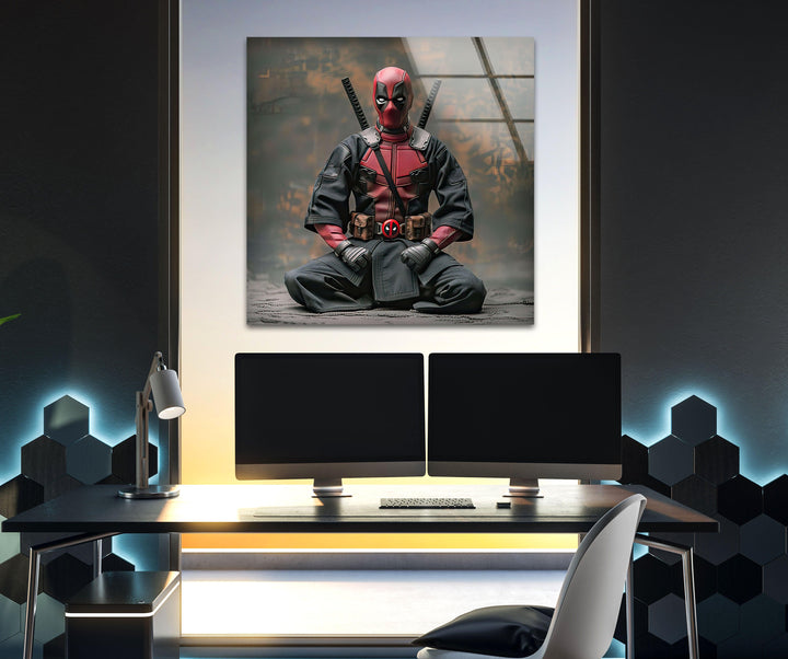 Deadpool Karate Wall Art custom glass pictures, glass art prints
