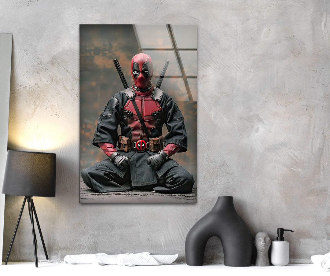 Deadpool Karate Wall Art custom glass photo prints, large glass prints
