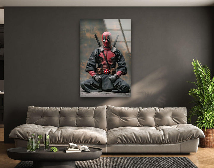 Deadpool Karate Wall Art glass photo prints, glass picture prints
