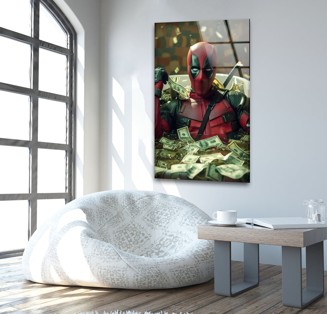 Marvel Deadpool Dollars Glass Wall Art glass image printing, glass prints from photos
